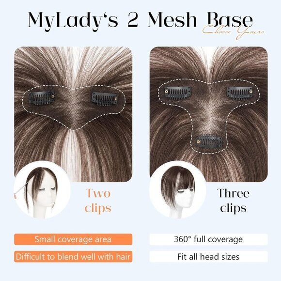 Clip-On Bangs Human Hair Middle Part Dark Brown Natural Look main image 6
